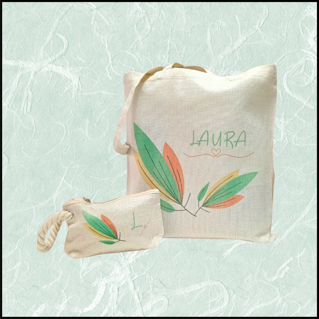 Pack regalos con bolsa tote personalizada y neceser personalizado